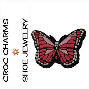 6/$20 * Croc Shoe Charm Red Butterfly 🦋 Nature * Band Rubber Clog Shoe Jewelry